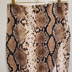 Brown Snake Print Mini Skirt